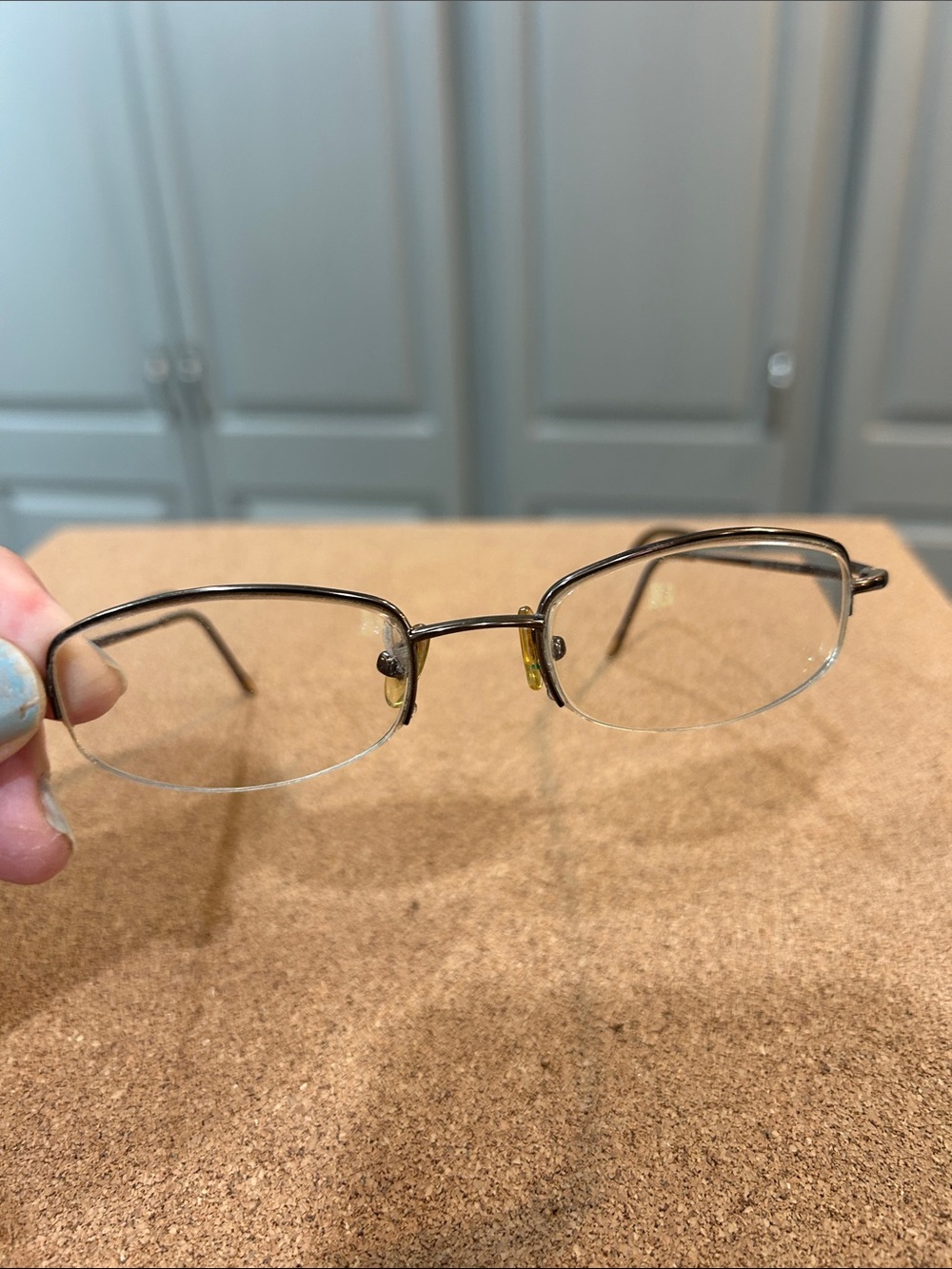 Adrienne Vittadini Bronze Metal Half Rim Eyeglass Frames Adjustable Nose Pads